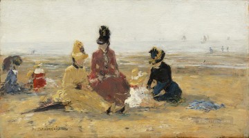 Beach Painting - Eugene Boudin On the Beach Trouville